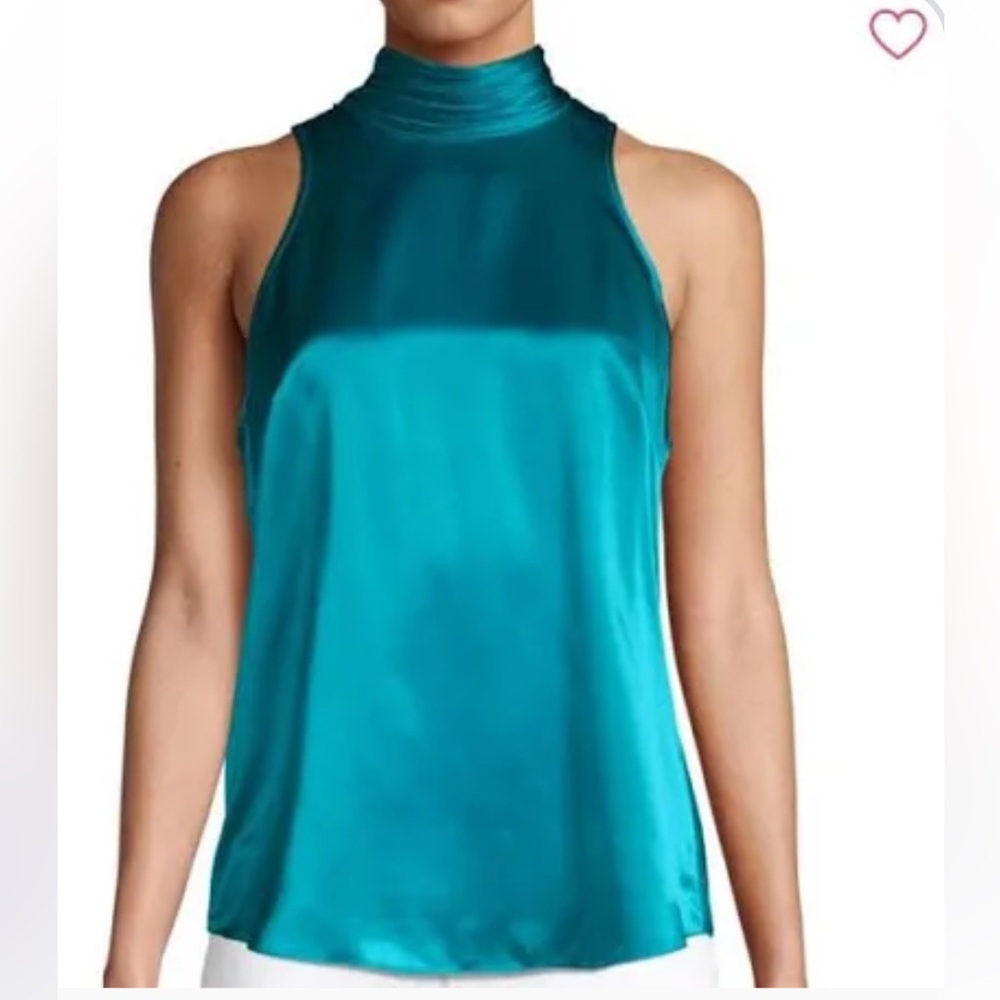 NWT Cinq a Sept Jazlyn mock neck halter silk top